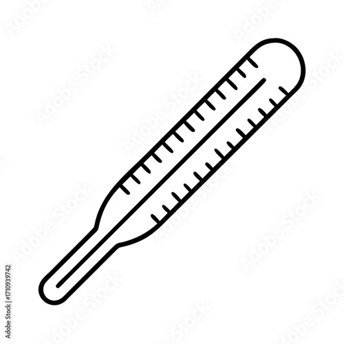 Vector art of line art illustration of a thermometer measuring temperature simple vector icon of medical equipment