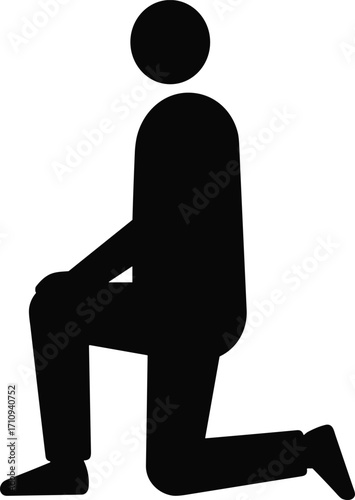 Simple minimalistic silhouette of a person kneeling on one knee, ideal for icons, protest symbolsSimple minimalistic silhouette of a person kneeling on one knee, ideal for icons, protest symbols