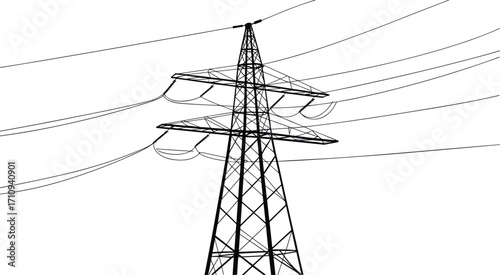 Vector illustration of a high voltage transmission tower with electric power linesVector illustration of a high voltage transmission tower with electric power lines