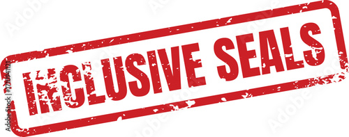 A red rectangular stamp proclaims Inclusive Seals in a bold, grunge text style