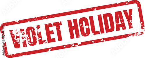 A red rectangular stamp announces Violet Holiday in bold lettering