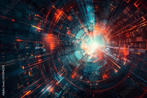 Wallpaper Mural Highspeed digital tunnel with bright light, symbolizing data transfer or time travel Torontodigital.ca