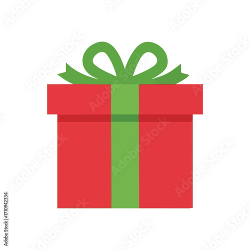 Festive Present with Green Bow. This cheerful package, wrapped in bright crimson with an emerald ribbon, symbolizes happiness, giving, and unexpected surprises for any special occasion.