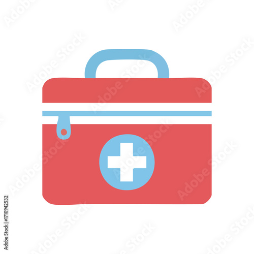 First Aid Kit Icon. Simple graphic illustration of a vital health container. It represents immediate help, wellness, and readiness for unexpected minor incidents.