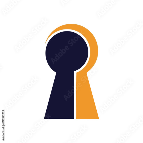 Modern Keyhole Security Symbol. An elegant entrance mark signifying protection, privacy, and solutions. Contrasting colors convey duality and new possibilities.