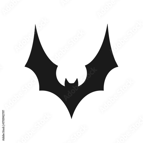 Black Bat Silhouette. This stylized nocturnal flyer symbolizes fear, mystery, and Halloween. Ideal for spooky creative designs.