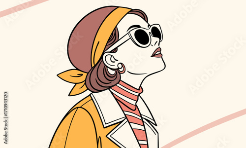Modern Retro Girl Looking Up