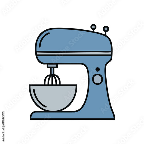 Blue Baking Stand Mixer. This elegant azure culinary aid symbolizes passion for home cooking. It is ideal for preparing delightful pastries and meals, bringing domestic bliss.