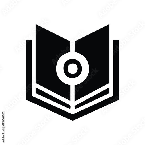 Insightful Book and Vision Symbol. This emblem represents discerning study and concentrated learning, merging wisdom with sharp perception. It signifies discovery through texts and clear perspective.