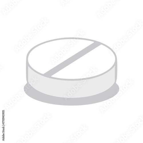 Single Round Medicine Tablet. This clean depiction of a light-colored medication symbolizes health, care, and therapeutic relief. Essential for wellness and medical themes.