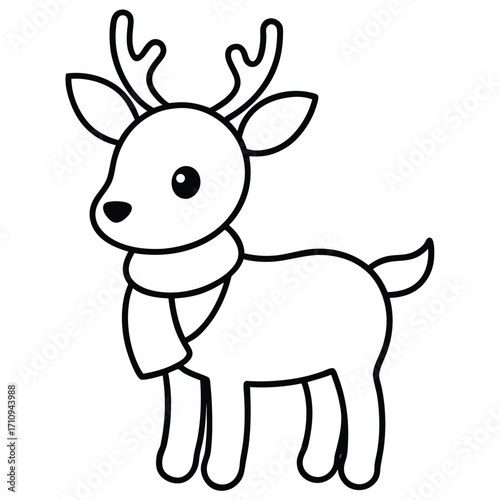 Cute Baby Reindeer With Scarf