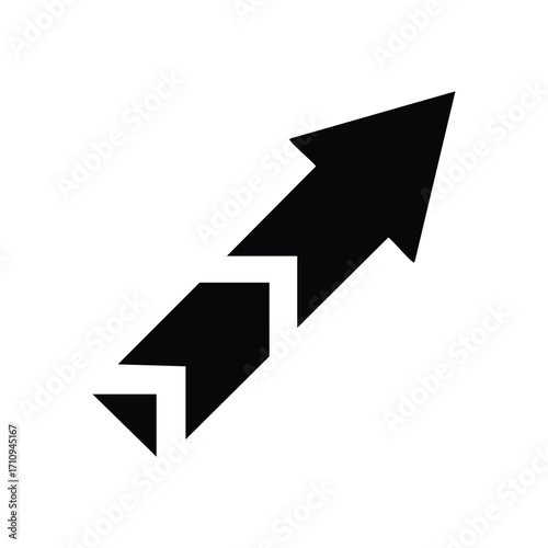 Progressive Growth Upward Arrow. This dynamic emblem signifies advancement and constant development. Ideal for illustrating increasing metrics, financial gains, or sequential achievements.