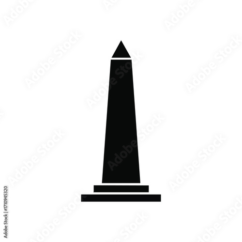 Obelisk Monument Silhouette Icon. Clean vector image depicting a tall stele, conveying historical importance, success, and human endeavor. Evokes enduring legacy.