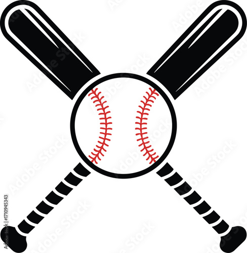 Baseball Bat and Ball Silhouette Vector Art, Sports Equipment Graphic