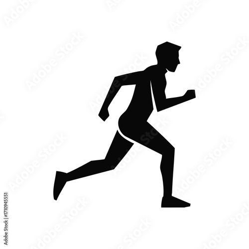 Runner Figure Icon. Dynamic human silhouette in swift movement, symbolizing fitness, vitality, and vigorous activity. Perfect for health and wellness themes.