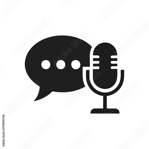 Podcast Audio Discussion. This graphic embodies expressive vocal communication and digital content creation. It symbolizes sharing ideas, live broadcasting, and interactive online dialogue.
