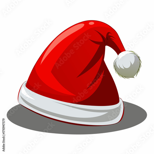 Classic red santa hat with white trim and pom pom