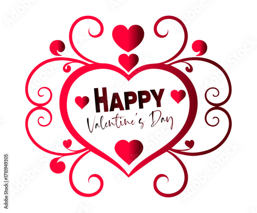 Celebrate Valentine's Day A heartfelt illustration, showcasing love, heart design and romantic flourishes for a special day.