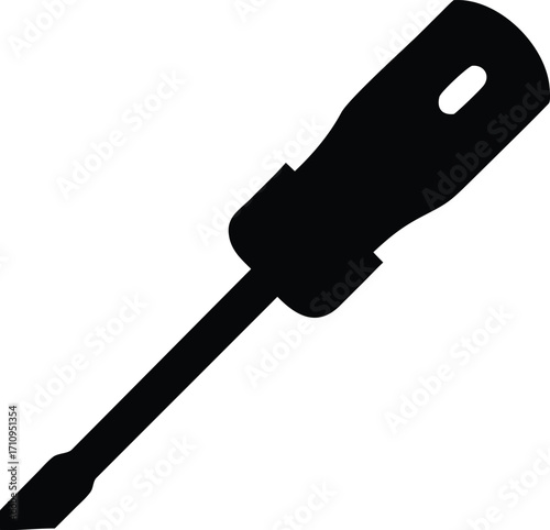 Insulated Screwdriver Silhouette Vector Illustration of Electrician Tool Icon for Electrical Service and Repair Work