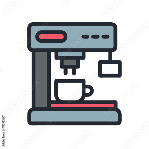 Coffee maker machine espresso cappuccino latte americana brew kitchen appliance vector graphic icon design