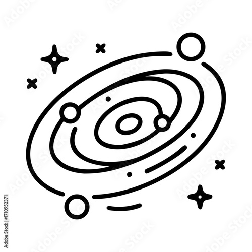 Explore the cosmos: a vector illustration of a galaxy with stars, planets, and cosmic swirls for design