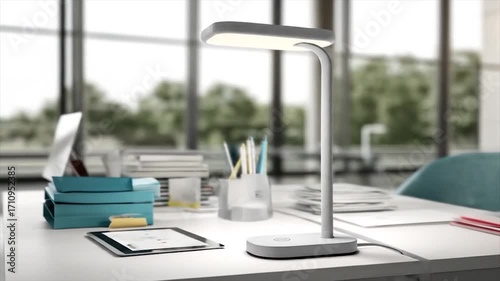 Wallpaper Mural Modern desk lamp sits atop a clean, organized workspace. Torontodigital.ca