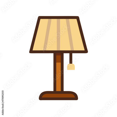 Illustration of a vintage table lamp with beige shade for home decor and room lighting design