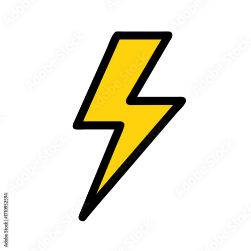 Yellow lightning bolt vector illustration for energy power and electricity design resources usage