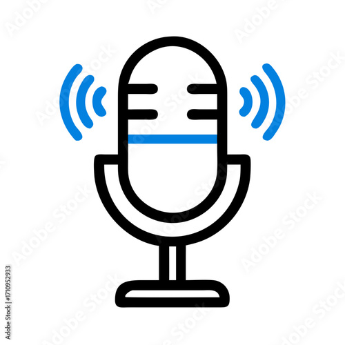 Microphone podcasting audio recording studio voice sound broadcast radio communication equipment icon