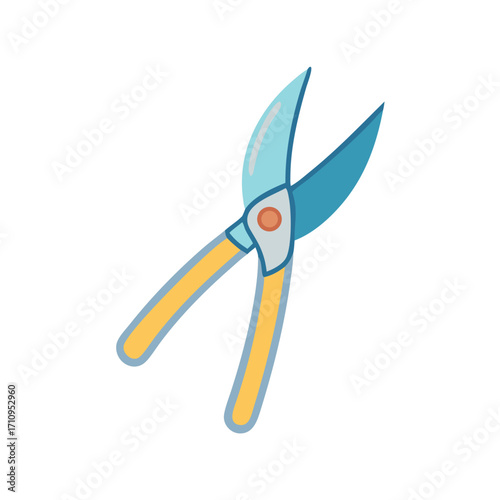 Illustration of garden pruners for trimming plants and shrubs with ergonomic handle design and sharp blades