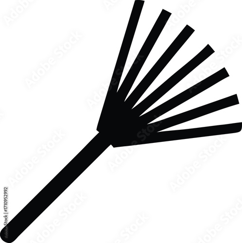 Leaf Rake Silhouette Vector Illustration of Landscaping Tool Icon for Outdoor Garden and Yard Work Design