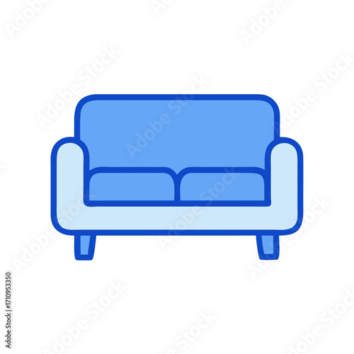Blue sofa couch furniture living room seating apartment home decor interior design relaxation style