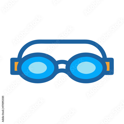 Swimming goggles blue vector illustration for eye protection in pool and water sports gear design