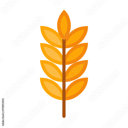 Illustration of golden wheat grain stalk, agriculture harvest crop, farming and bakery use