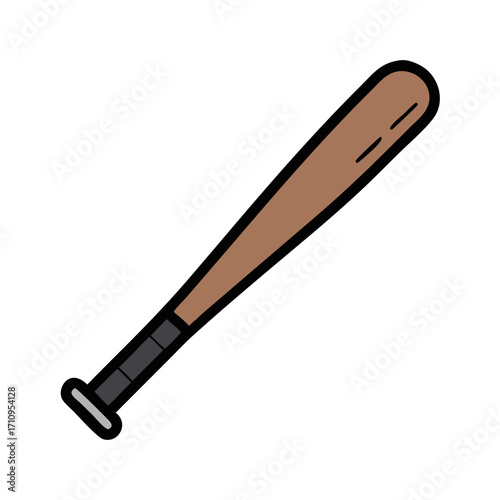 Isolated cartoon baseball bat vector illustration for sports equipment and game design element