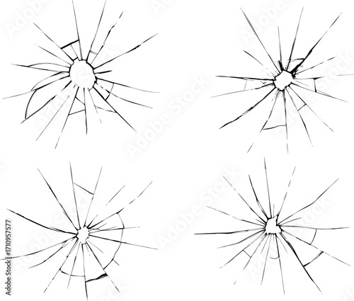 Texture broken glass with cracks on transparent. Abstract of cracked screen Smartphone from shock. Broken window, effect for use in design. Vector illustration