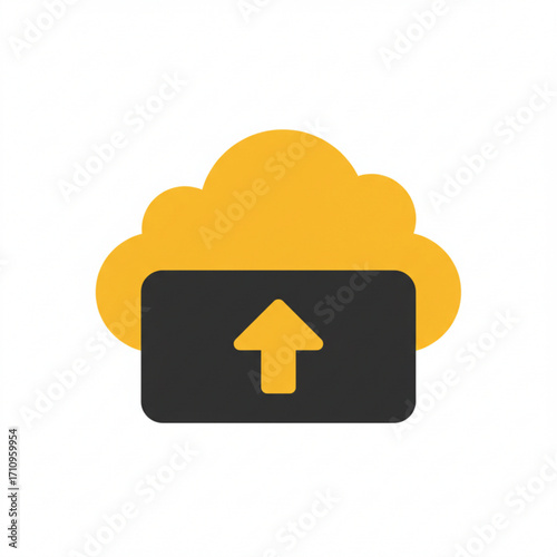 Illustration of cloud upload icon with arrow