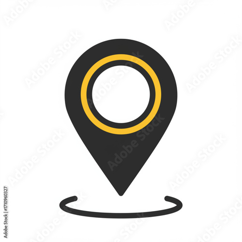 Illustration of black and yellow map pin location marker