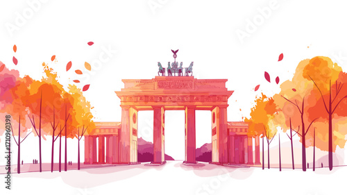 Brandenburg Gate. Brandenburg Gate watercolor vector illustration