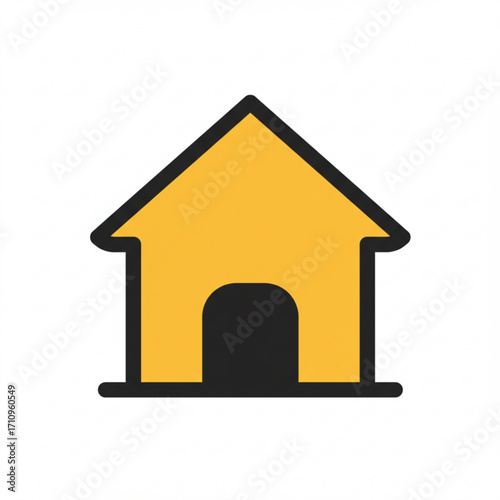 Illustration of simple yellow dog house icon
