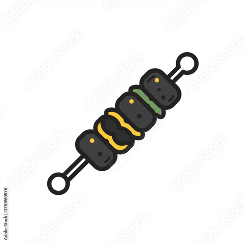 Illustration of barbecue skewer with meat and vegetables