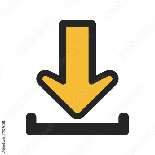 Illustration of yellow download arrow icon