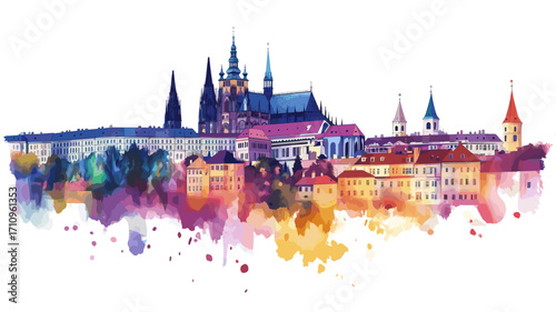 Prague Castle. Prague Castle watercolor vector illustration