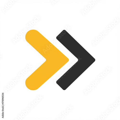 Illustration of two arrows pointing right, one yellow and one black