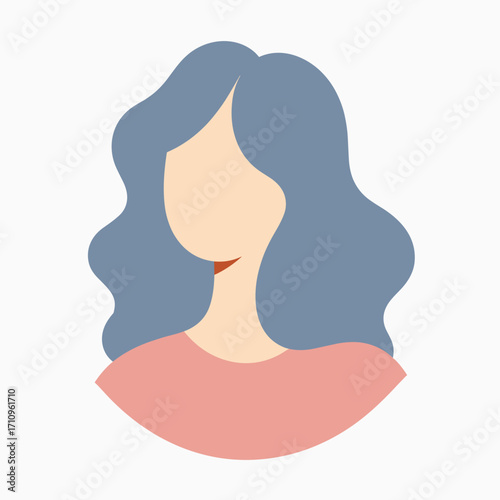 portrait of woman with gray hair and no face on light background