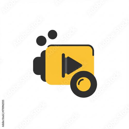 Illustration of yellow video play button icon
