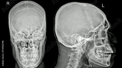 X-ray of human skull  – AP and lateral views
