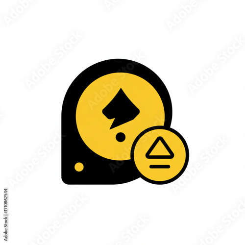 Illustration of measuring tape icon with an upward arrow symbol