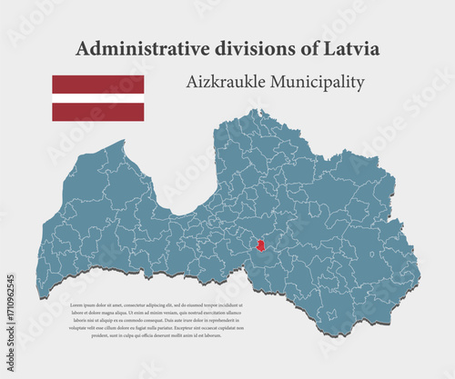 Vector map of Latvia - Aizkraukle municipality