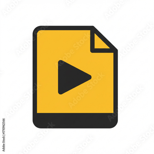 Illustration of play button icon on a document symbol
